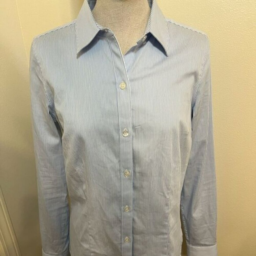 Blue & White Striped Button Down Shirt Size S Great Condition